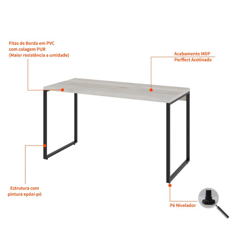 Mesa de Escritório Kuadra Bege 135 cm