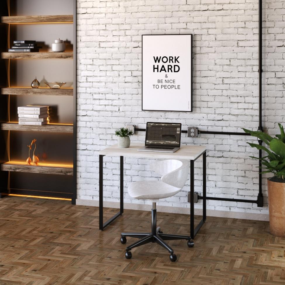 Mesa de Escritório Kuadra Bege 90 cm