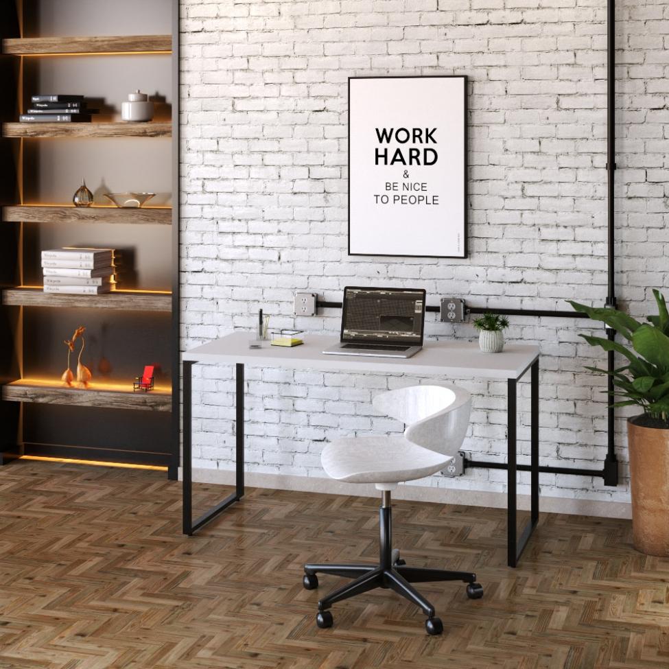 Mesa de Escritório Kuadra Branca 135 cm