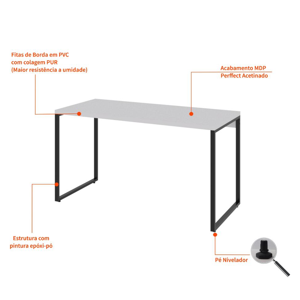 Mesa de Escritório Kuadra Branca 135 cm