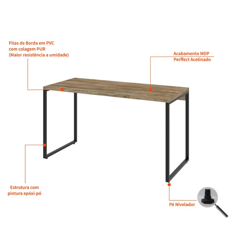 Mesa de Escritório Kuadra Carvalho 135 cm