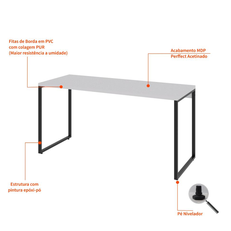Mesa de Escritório Kuadra I Branca 150 cm