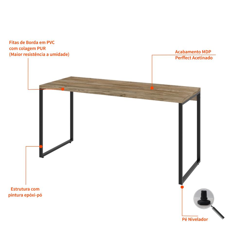 Mesa de Escritório Kuadra I Carvalho 150 cm