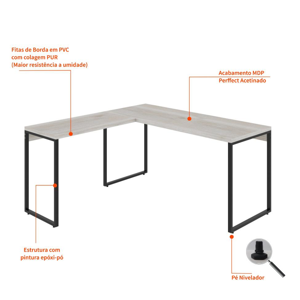 Mesa de Escritório Kuadra II Bege 150 cm
