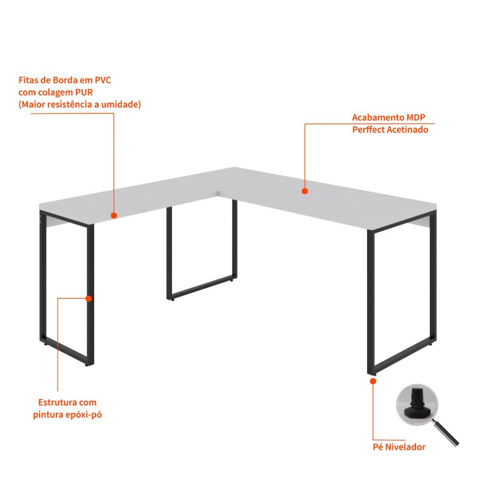 Mesa de Escritório Kuadra II Branca 150 cm