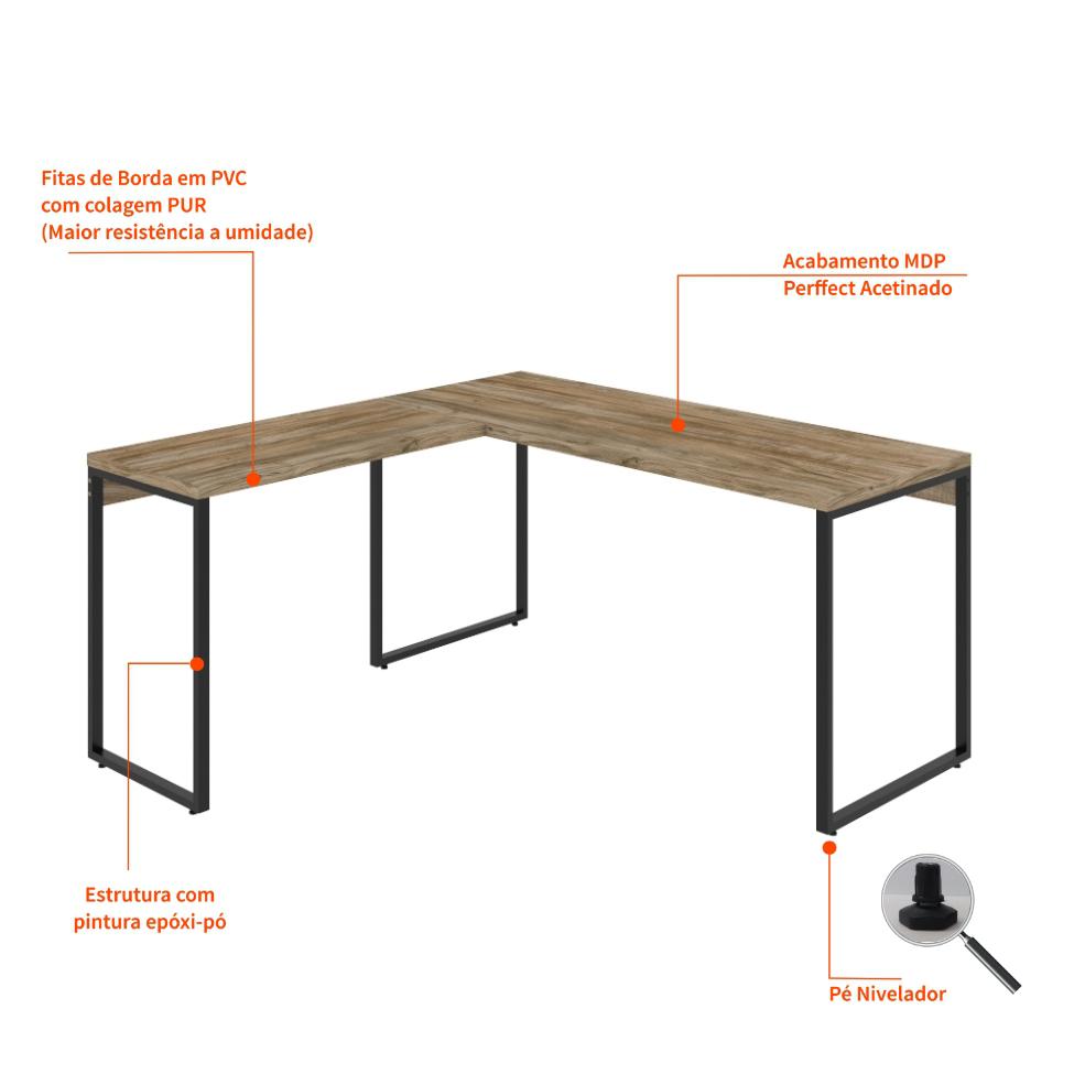 Mesa de Escritório Kuadra II Carvalho 150 cm