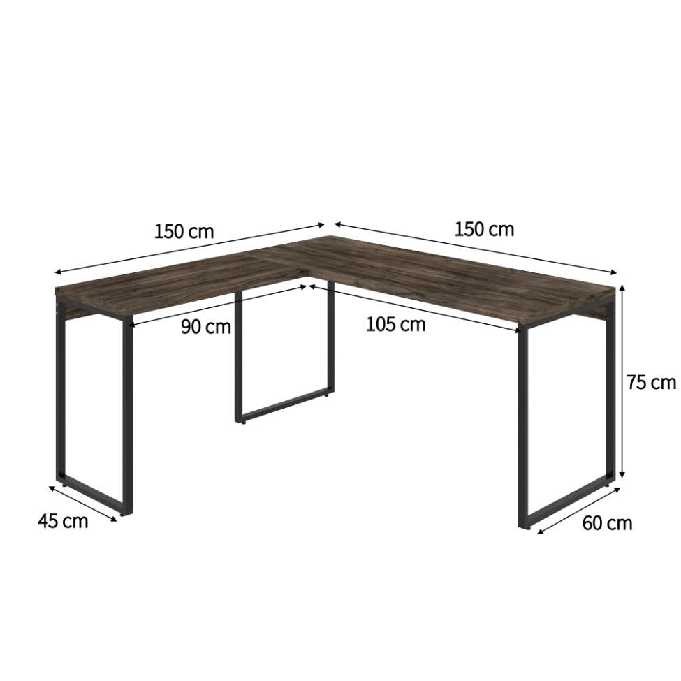 Mesa de Escritório Kuadra II Marrom Escuro 150 cm