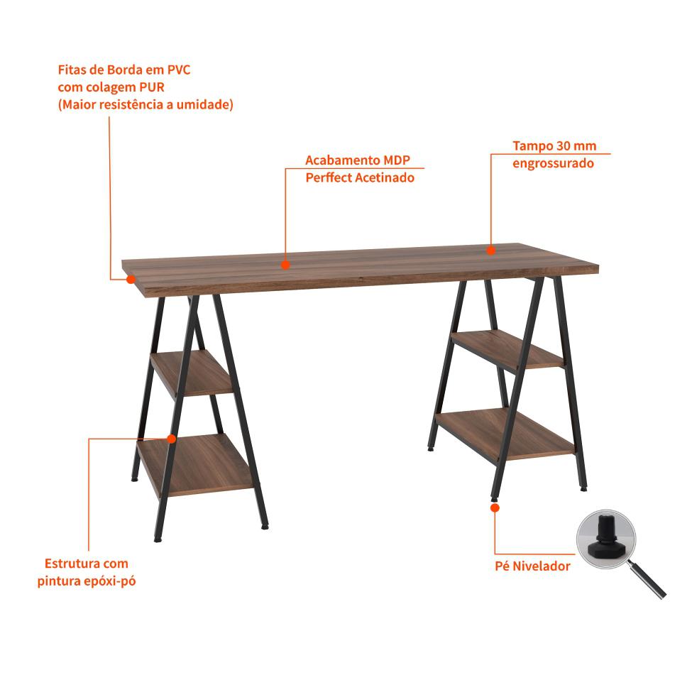 Mesa de Escritório Kuadra III Nogal 150 cm