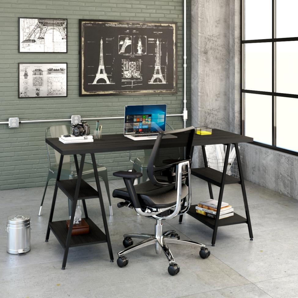 Mesa de Escritório Kuadra III Preta 150 cm