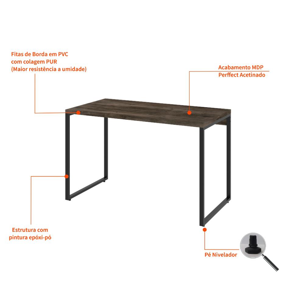 Mesa de Escritório Kuadra Marrom Escuro 120 cm