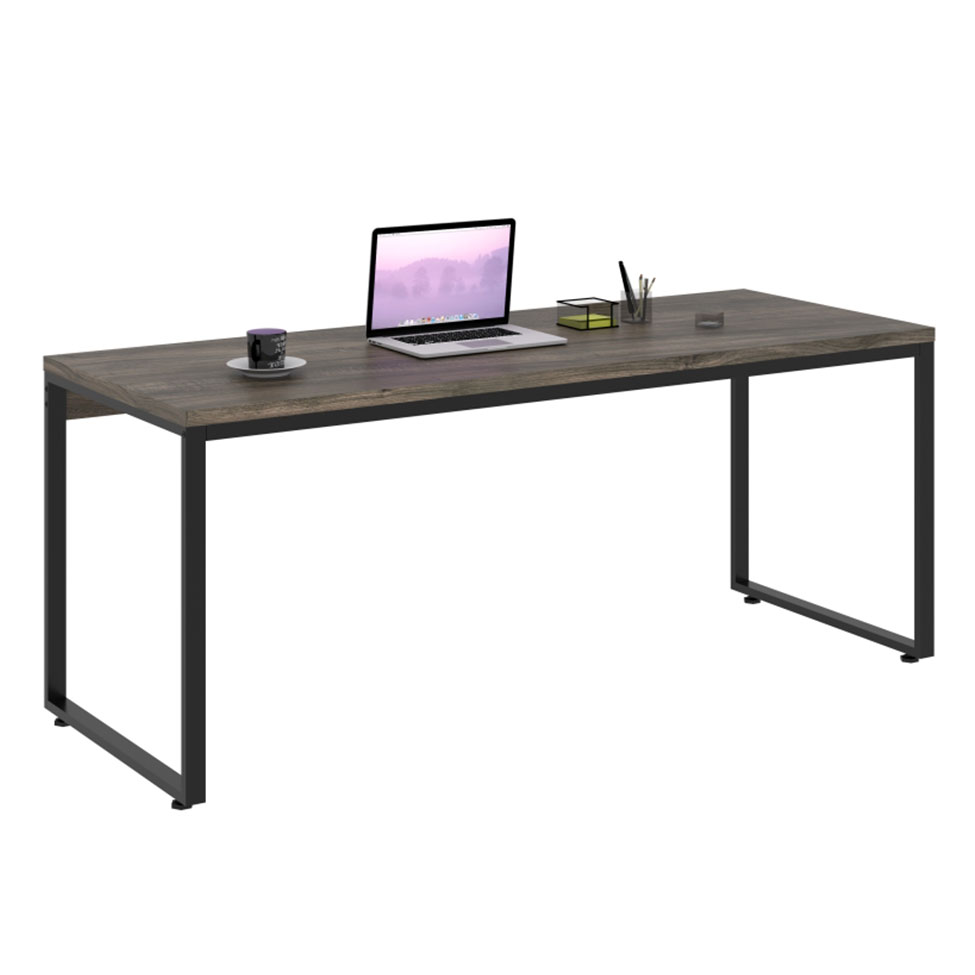 Mesa de Escritório Kuandra Carvalho Dark e Preta