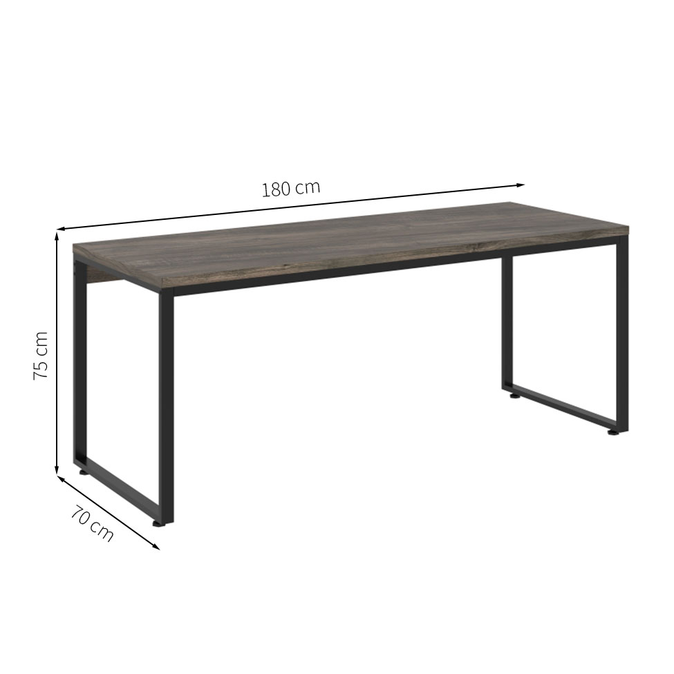 Mesa de Escritório Kuandra Carvalho Dark e Preta