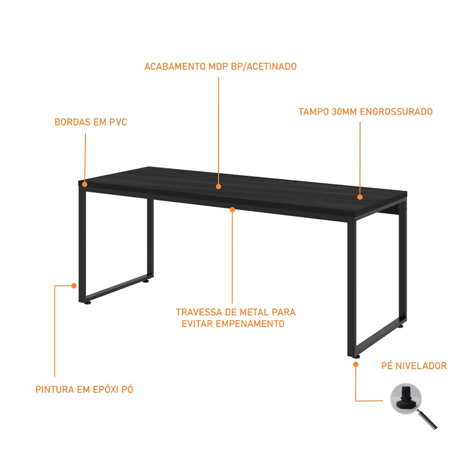 Mesa de Escritório Kuandra Preta