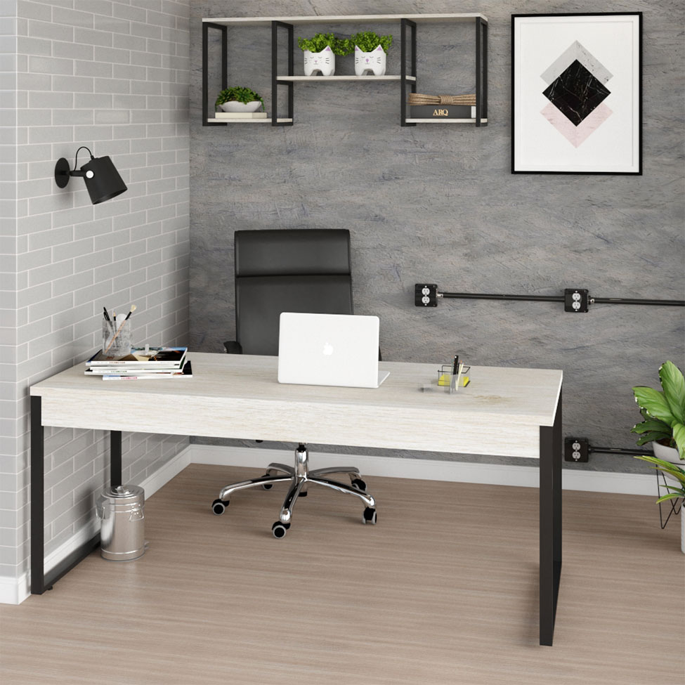 Mesa de Escritório Kuandra Snow e Preta