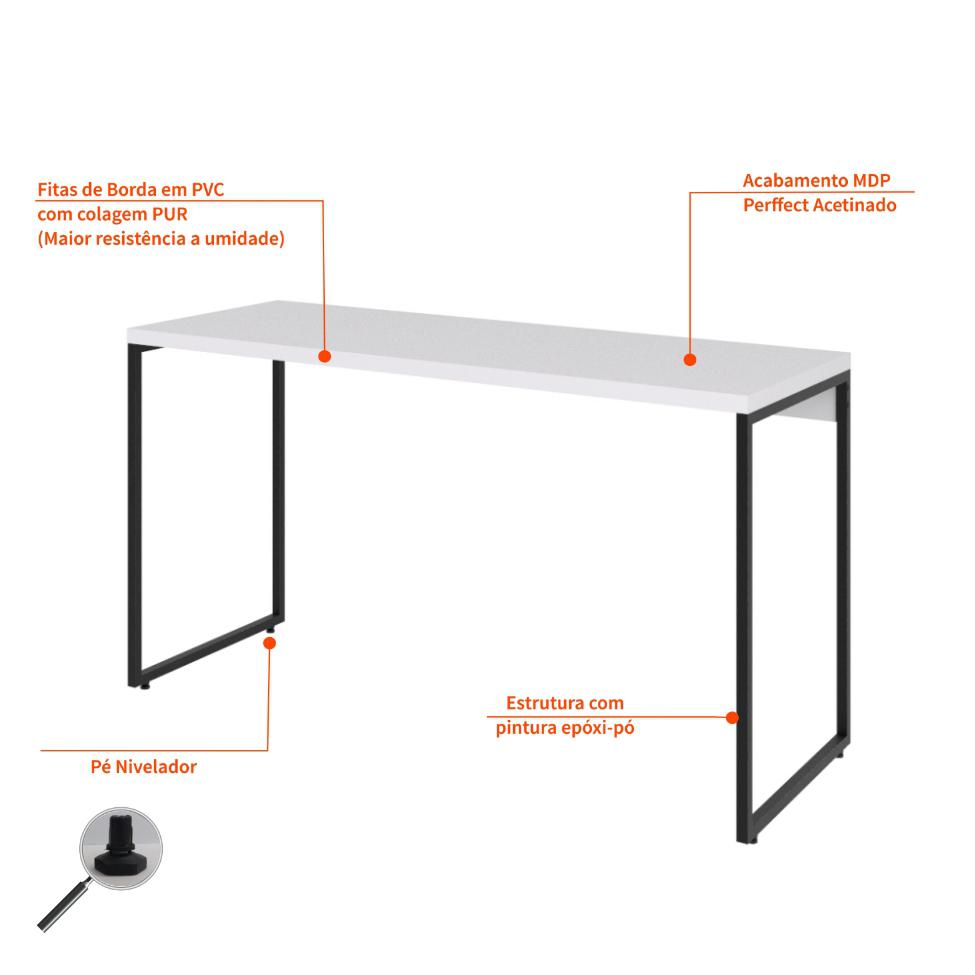 Mesa de Escritório Studio Branca 135 cm