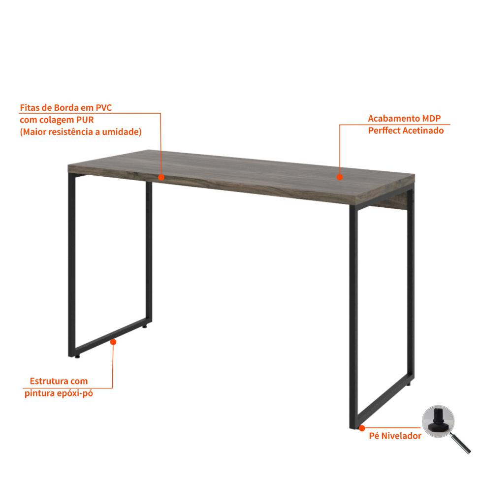 Mesa de Escritório Studio Marrom Escuro 120 cm