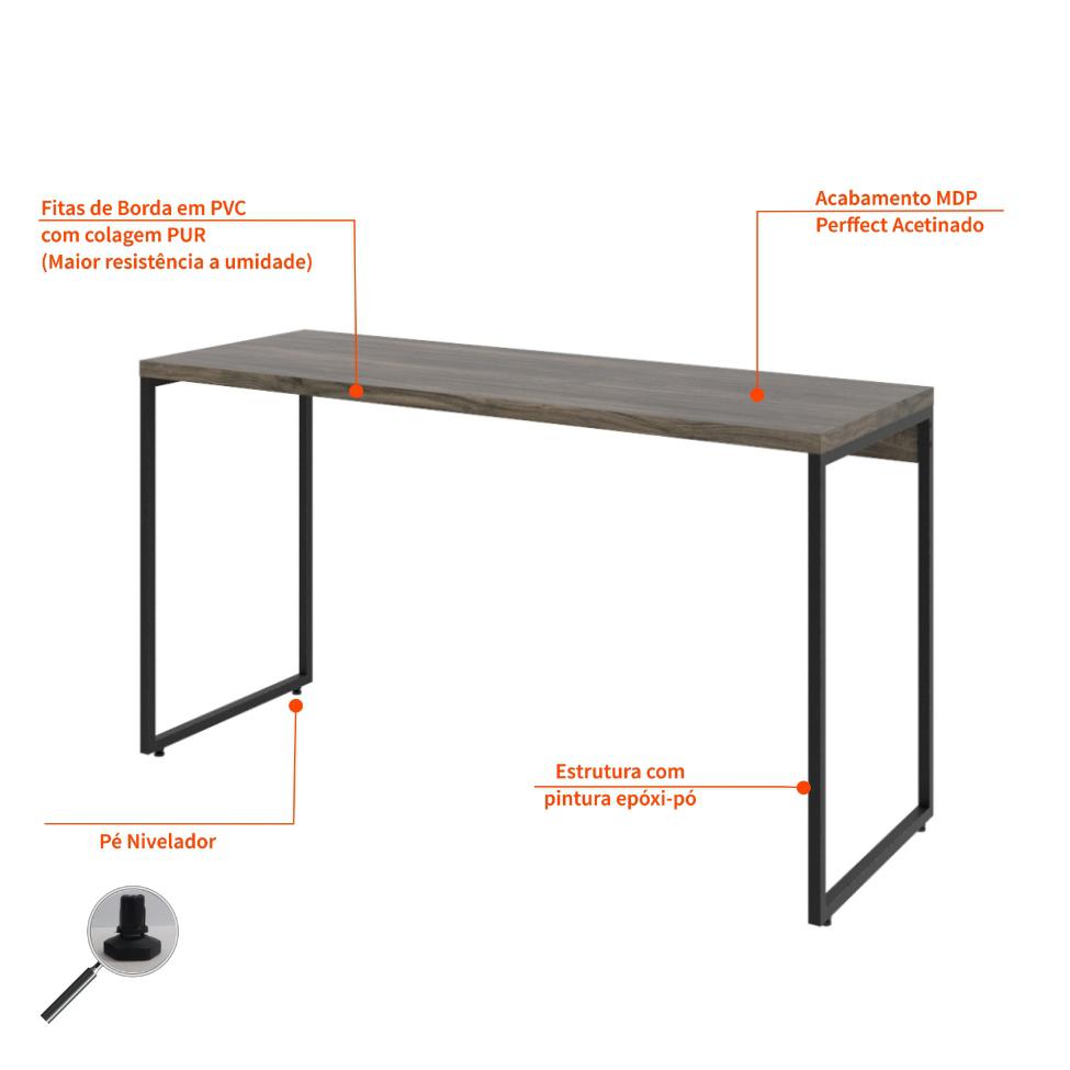 Mesa de Escritório Studio Marrom Escuro 135 cm