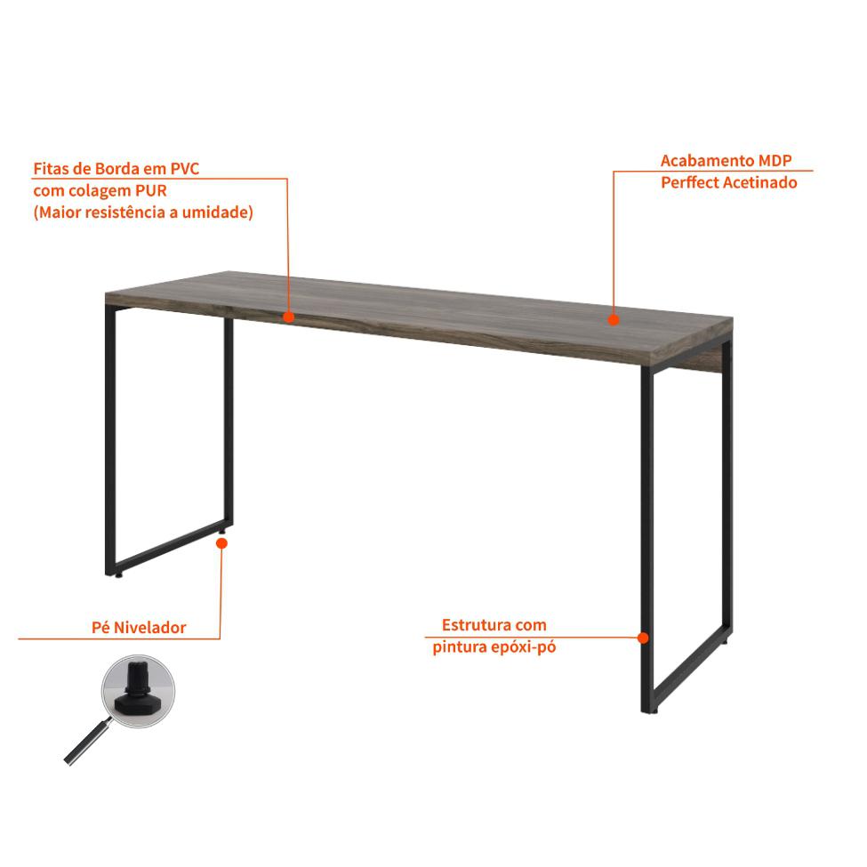 Mesa de Escritório Studio Marrom Escuro 150 cm