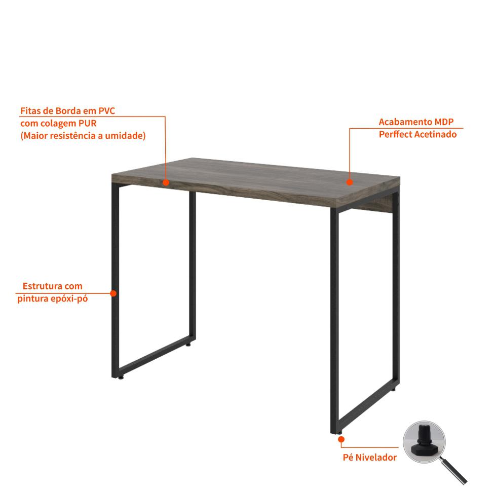 Mesa de Escritório Studio Marrom Escuro 90 cm
