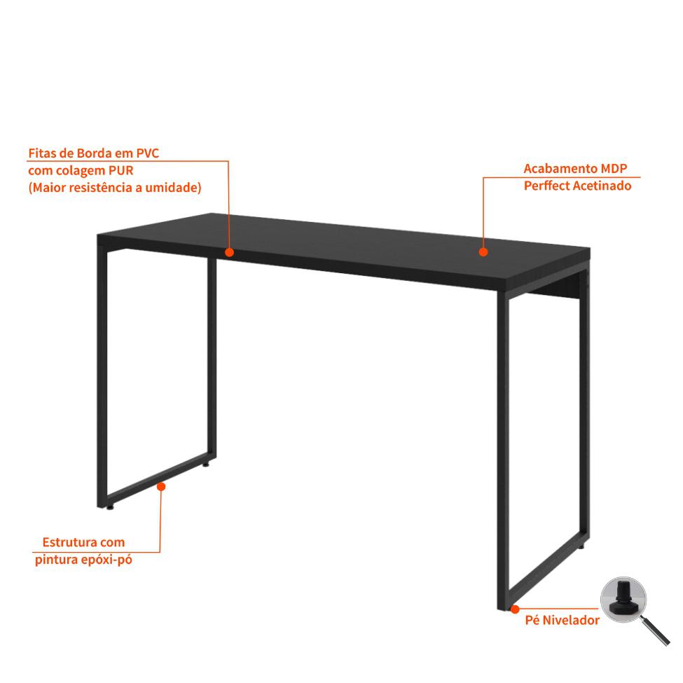 Mesa de Escritório Studio Preta 120 cm