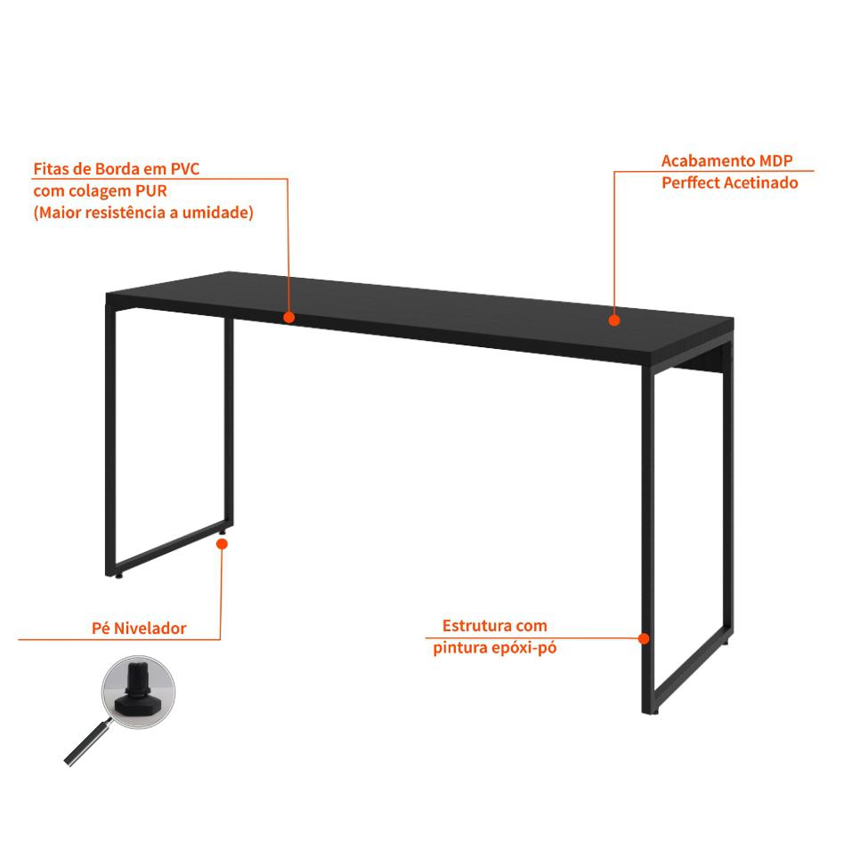Mesa de Escritório Studio Preta 150 cm
