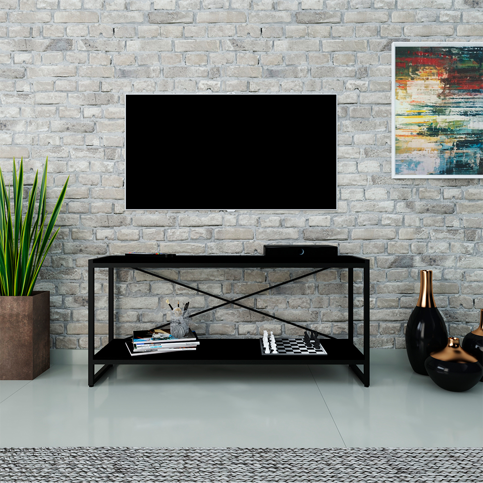 Rack Studio Ônix e Preto 120 cm