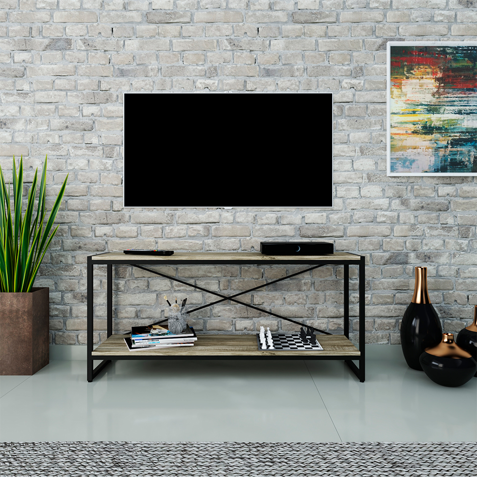 Rack Studio Carvalho e Preto 120 cm