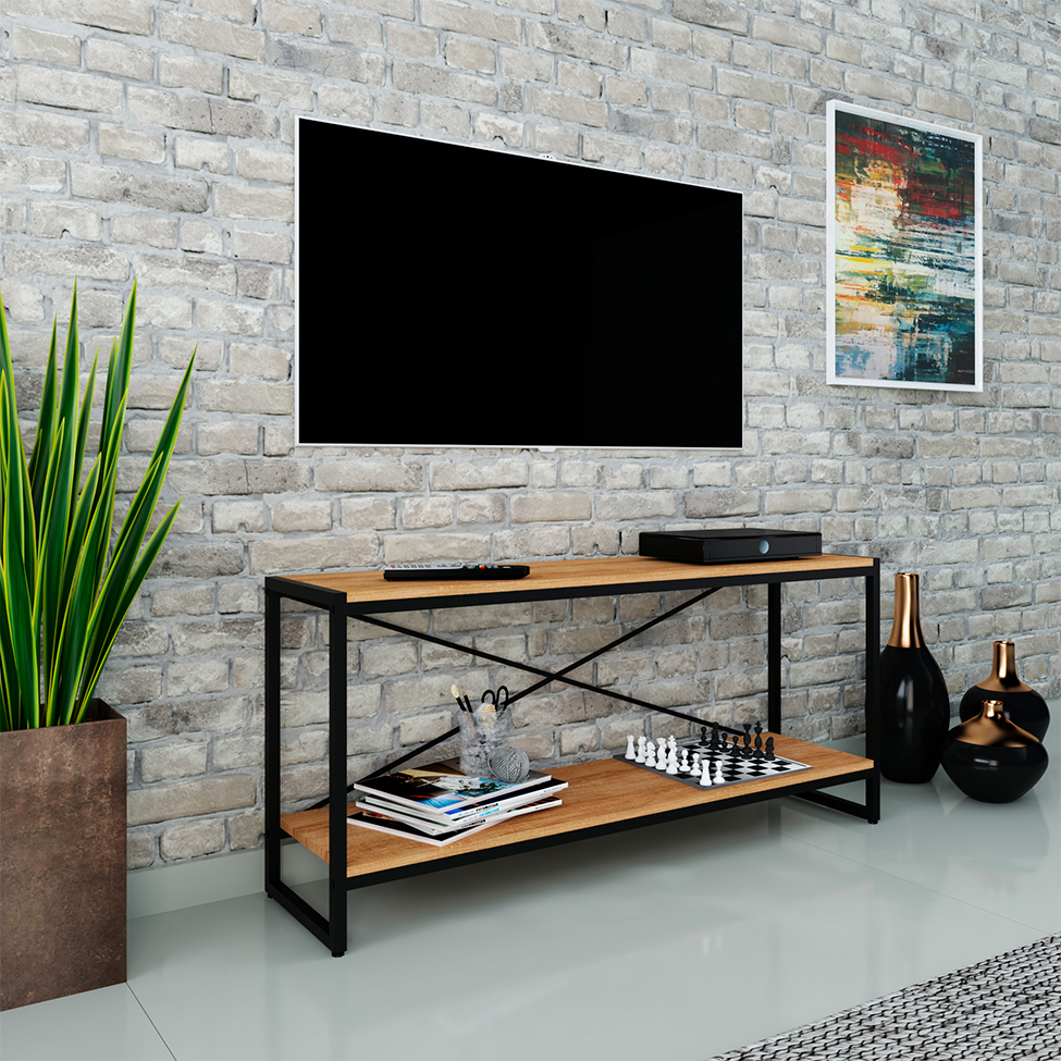 Rack Studio Mel e Preto 120 cm