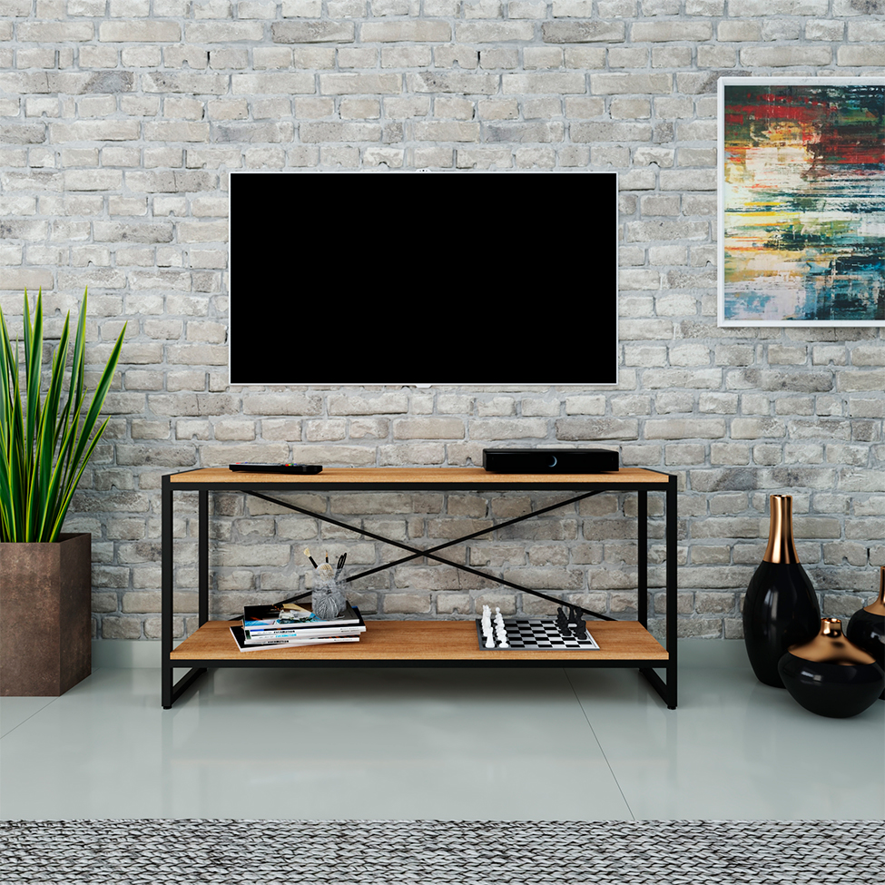 Rack Studio Mel e Preto 120 cm