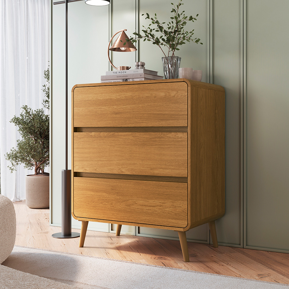 Cômoda Infantil Curve 3 Gavetas Carvalho Xingu