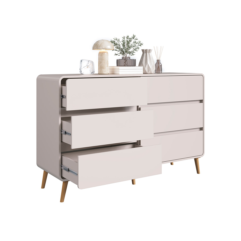 Cômoda Infantil Curve 6 Gavetas Bege Dunas