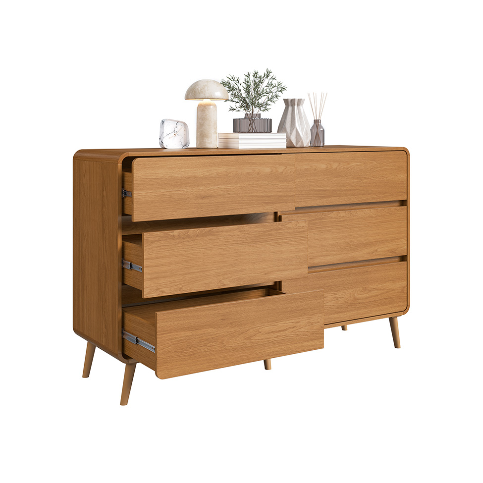 Cômoda Infantil Curve 6 Gavetas Carvalho Xingu