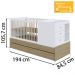 Berço Cama Multifuncional Com Auxiliar BB023 Aveiro OAK Branco Comm