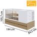Berço Cama Multifuncional Com Gavetoes BB024 Aveiro OAK Branco Comm