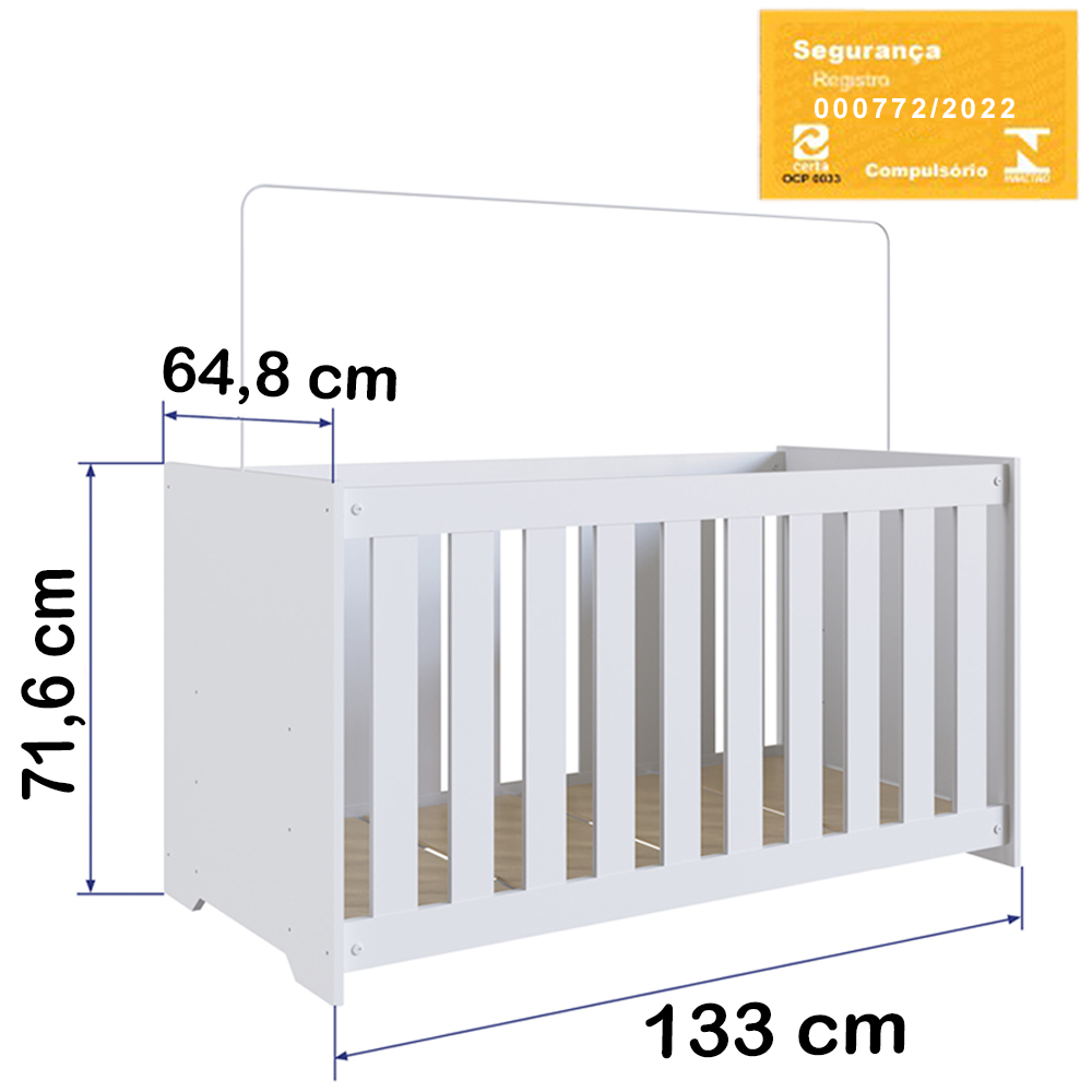 Berço Com Colchão LA011 Nogal Manchester Branco Comm