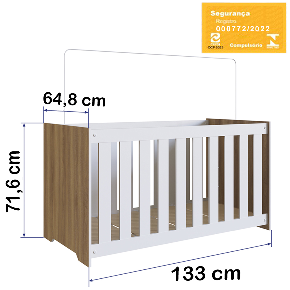 Berço Com Mosquiteiro LA001 Nogal Manchester Branco Comm