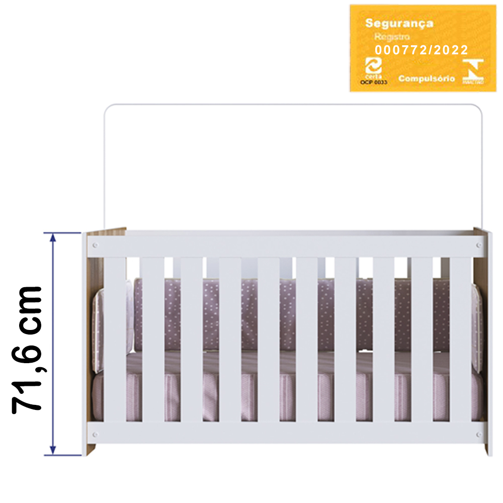 Berço Com Mosquiteiro LA001 Nogal Manchester Branco Comm