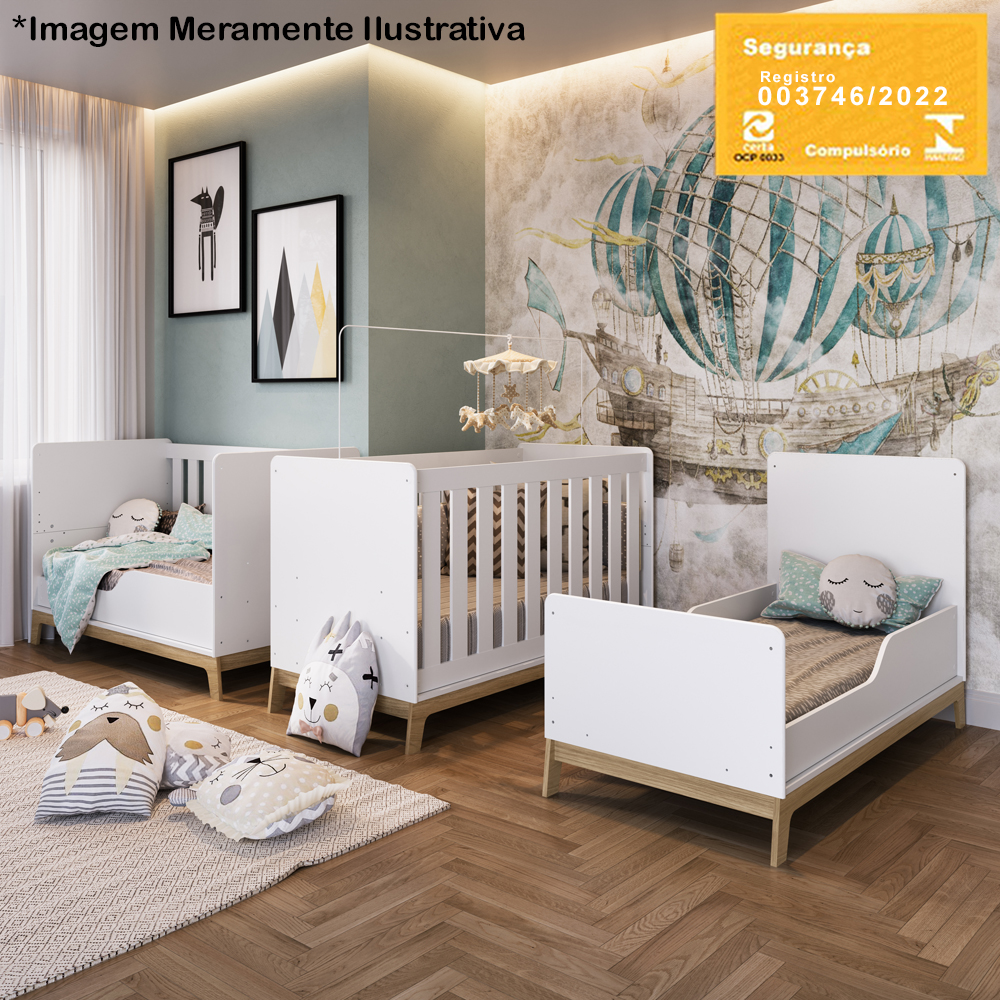 Berço Mini Cama 3 Em 1 FM001 Branco Comm