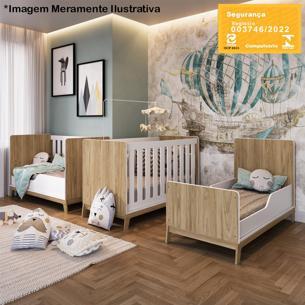 Berço Mini Cama 3 Em 1 FM001 Itapua Branco Com