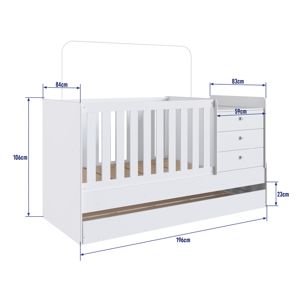 Berço Mini Cama Com Auxiliar Certificado pelo Inmetro BB690 Branco - Completa Móveis
