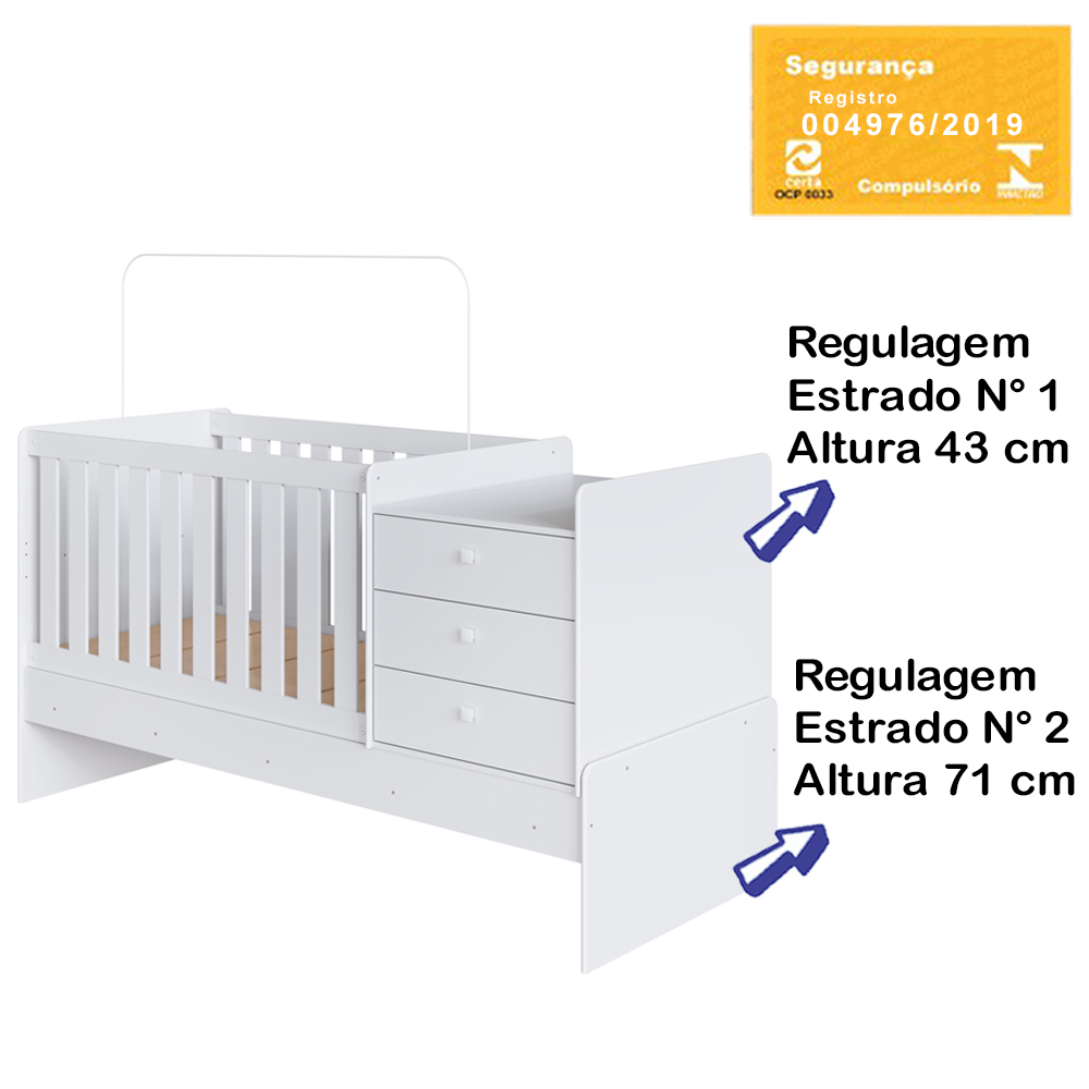 Berço Mini Cama Multifuncional BB680 Branco Comm