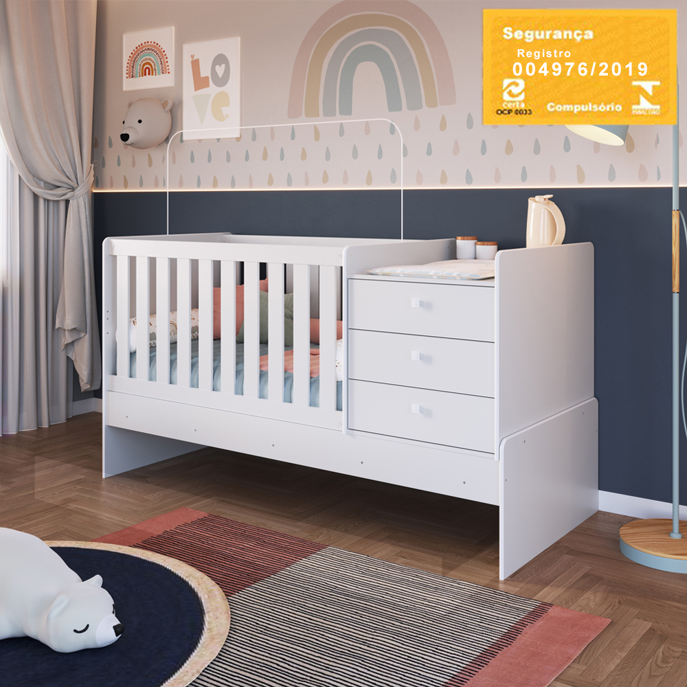 Berço Mini Cama Multifuncional BB680 Branco Comm