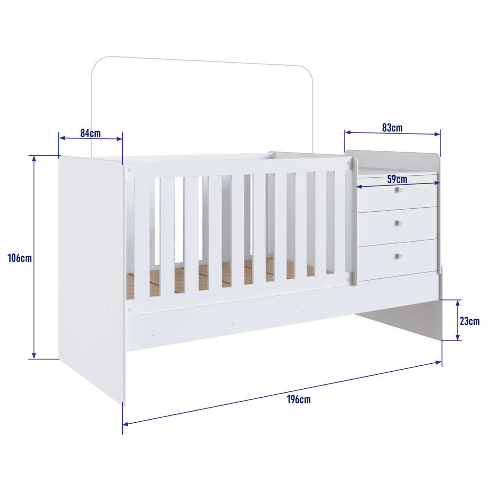 Berço Mini Cama Multifuncional Certificado pelo Inmetro BB680 Branco - Completa Móveis