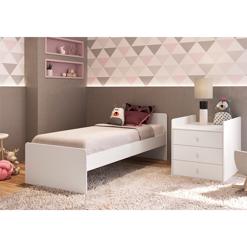 Berço Minicama com Cômoda Eva Branco
