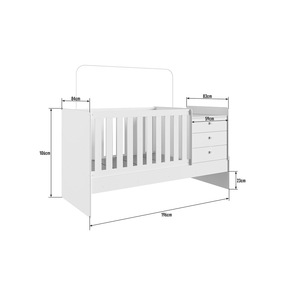 Berço Minicama com Cômoda Eva Branco