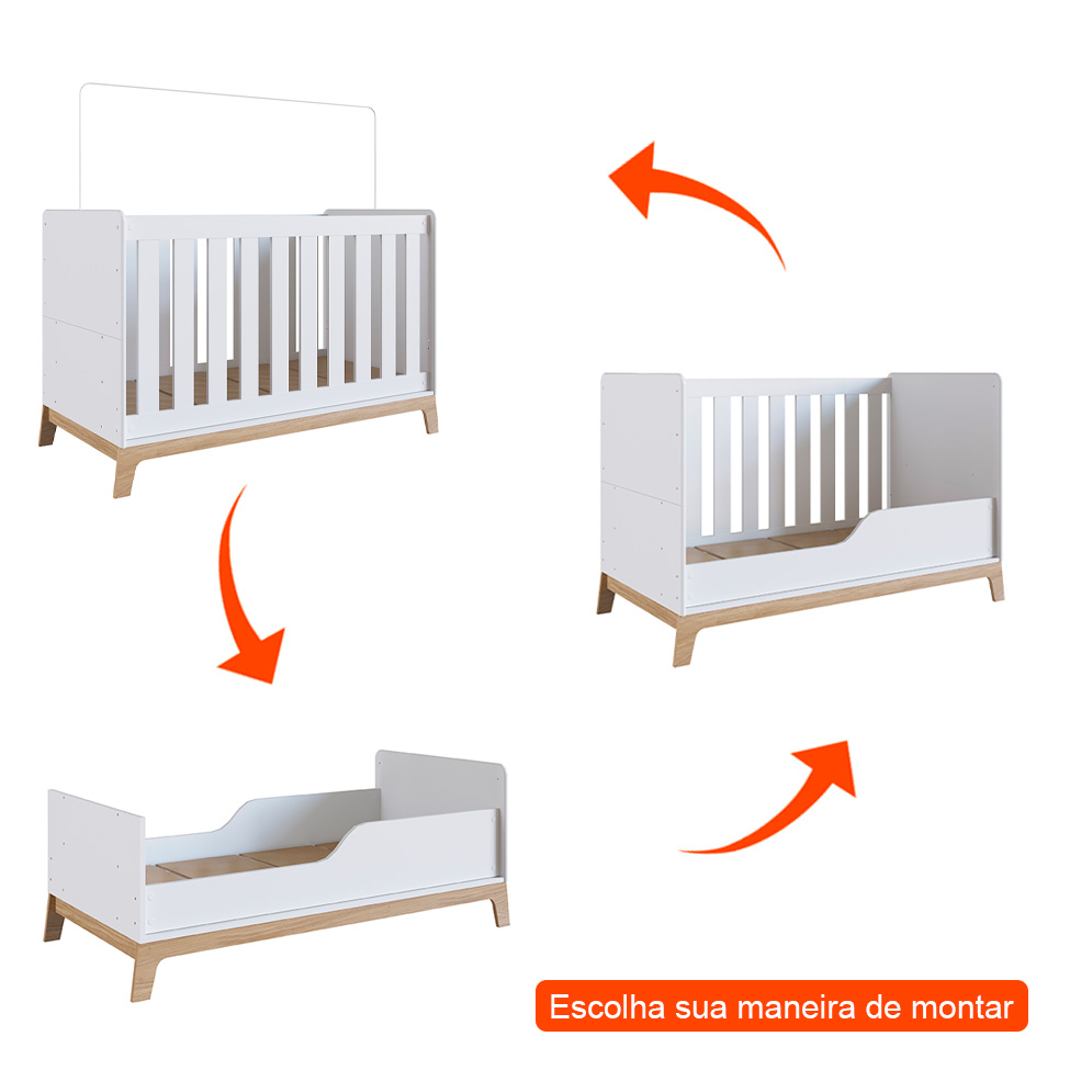 Berço Minicama com Colchão D18 Favo de Mel Branco