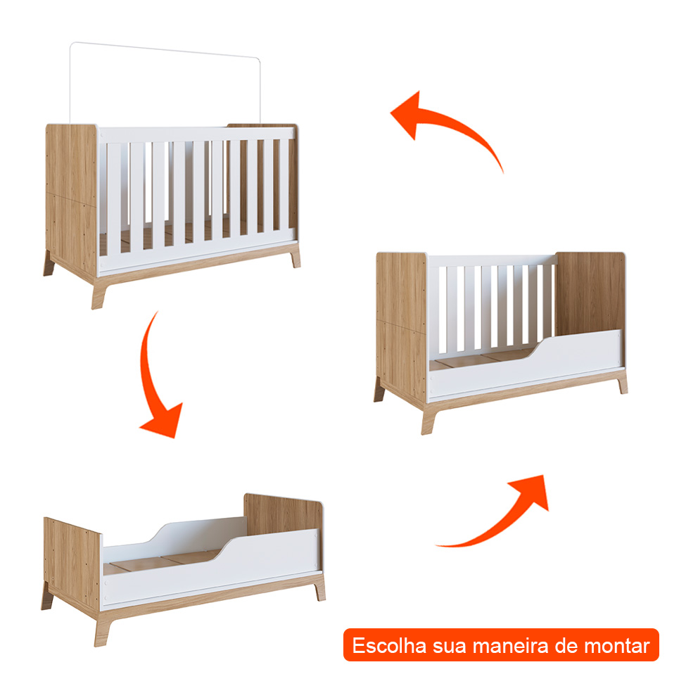 Berço Minicama com Colchão D18 Favo de Mel Branco e Itapuã