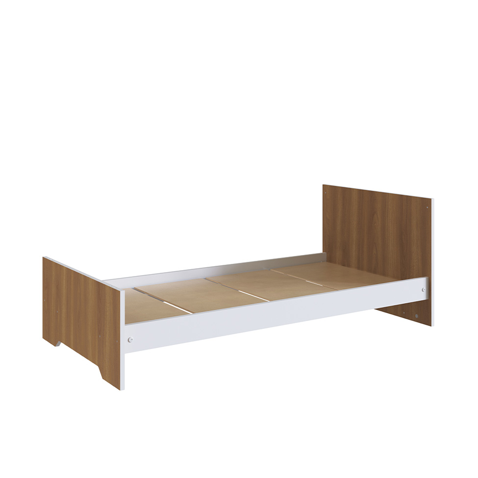 Berço Multifuncional com Colchão Aconchego (130x60cm) Branco e Nogal