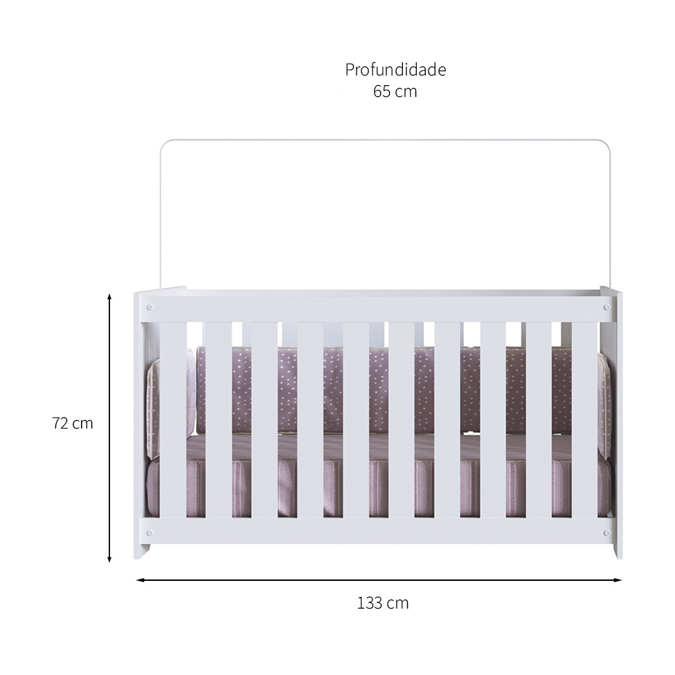Berço com Colchão (130x60cm) Aconchego I Branco