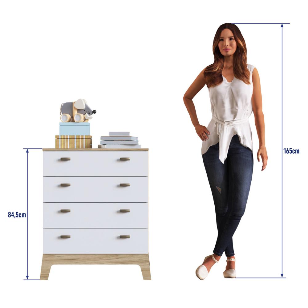 Cômoda Infantil 4 Gavetas Itapuã com Branco Completa Móveis